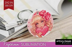 Valentine Girl Keychain PNG - Valentines Day Keychain Product Image 1