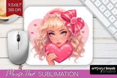 Valentine Girl Mouse Pad Sublimation - Valentines Day PNG Product Image 1