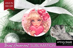 Valentine Girl Ornament PNG - Valentines Day PNG Sublimation Product Image 1