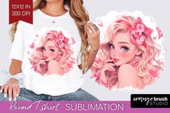 Valentine Girl Round Tshirt Background - Valentines Day PNG Product Image 1