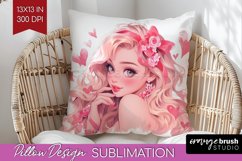 Valentine Girl Pillow Sublimation - Valentines Day Pillow Product Image 1