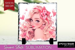 Valentine Girl Slate PNG - Valentines Day Square Slate Product Image 1