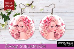 Valentine Girl Round Earrings - Valentines Day PNG Product Image 1