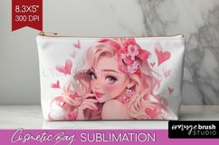 Valentine Girl Cosmetic Bag - Valentines Day Makeup Bag PNG Product Image 1