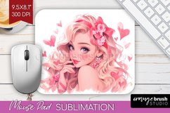 Valentine Girl Mouse Pad Sublimation - Valentines Day PNG Product Image 1