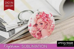 Valentine Girl Keychain PNG - Valentines Day Keychain Product Image 1