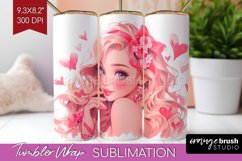 Valentine Girl Tumbler Wrap - Valentines Day Tumbler PNG Product Image 1