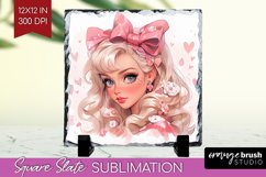 Valentine Girl Slate PNG - Valentines Day Square Slate Product Image 1