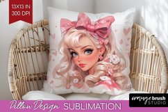 Valentine Girl Pillow Sublimation - Valentines Day Pillow Product Image 1