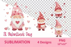Cute Gnomes sublimation, St Valentine's holiday design Product Image 2