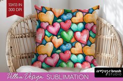 Hearts Pillow Sublimation - Valentines Day Pillow Cover PNG Product Image 1