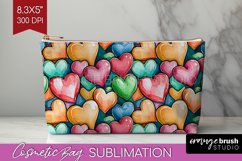 Hearts Cosmetic Bag - Valentines Day Makeup Bag PNG Product Image 1