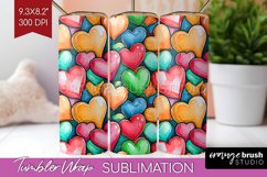 Hearts Tumbler Wrap - Valentines Day Tumbler PNG Sublimation Product Image 1