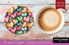 Hearts Round Coaster - Valentines Day Coaster PNG Product Image 1