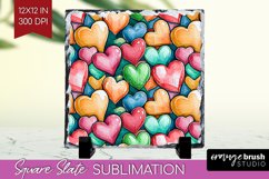Hearts Slate PNG - Valentines Day Square Slate Sublimation Product Image 1