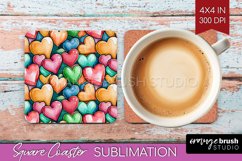 Hearts Square Coaster - Valentines Day Coaster PNG Product Image 1