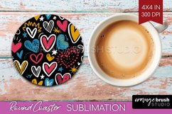 Hearts Round Coaster - Valentines Day Coaster PNG Product Image 1
