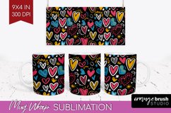 Hearts Mug Wrap - Valentines Day Mug PNG Sublimation Product Image 1