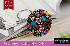 Hearts Keychain PNG - Valentines Day Keychain Sublimation Product Image 1