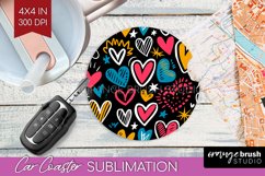 Hearts Car Coaster - Valentines Day Coaster PNG Sublimation Product Image 1