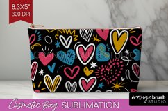 Hearts Cosmetic Bag - Valentines Day Makeup Bag PNG Product Image 1