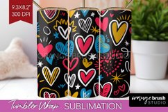 Hearts Tumbler Wrap - Valentines Day Tumbler PNG Sublimation Product Image 1