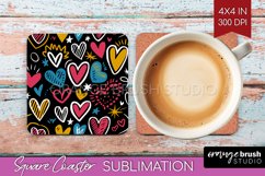 Hearts Square Coaster - Valentines Day Coaster PNG Product Image 1