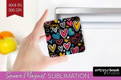 Hearts Magnet Sublimation - Valentines Day Square Magnet PNG Product Image 1