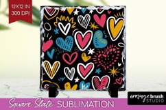 Hearts Slate PNG - Valentines Day Square Slate Sublimation Product Image 1