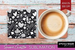 Hearts Square Coaster - Valentines Day Coaster PNG Product Image 1