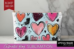 Hearts Cosmetic Bag - Valentines Day Makeup Bag PNG Product Image 1