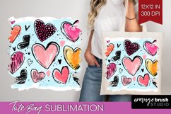 Hearts Tote Bag - Valentines Day Tote Bag PNG Sublimation Product Image 1