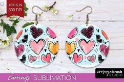 Hearts Round Earrings - Valentines Day PNG Sublimation Product Image 1