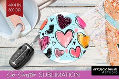 Hearts Car Coaster - Valentines Day Coaster PNG Sublimation Product Image 1