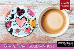 Hearts Round Coaster - Valentines Day Coaster PNG Product Image 1