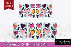 Hearts Mug Wrap - Valentines Day Mug PNG Sublimation Product Image 1