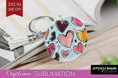 Hearts Keychain PNG - Valentines Day Keychain Sublimation Product Image 1