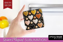 Hearts Magnet Sublimation - Valentines Day Square Magnet PNG Product Image 1