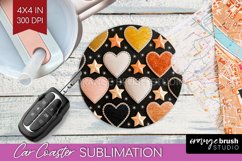 Hearts Car Coaster - Valentines Day Coaster PNG Sublimation Product Image 1