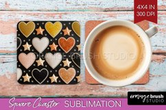 Hearts Square Coaster - Valentines Day Coaster PNG Product Image 1