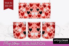 Hearts Mug Wrap - Valentines Day Mug PNG Sublimation Product Image 1
