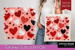 Hearts Tote Bag - Valentines Day Tote Bag PNG Sublimation Product Image 1