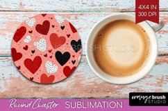 Hearts Round Coaster - Valentines Day Coaster PNG Product Image 1