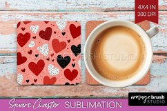 Hearts Square Coaster - Valentines Day Coaster PNG Product Image 1