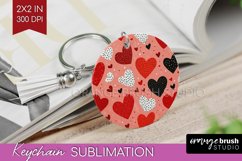 Hearts Keychain PNG - Valentines Day Keychain Sublimation Product Image 1