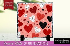Hearts Slate PNG - Valentines Day Square Slate Sublimation Product Image 1