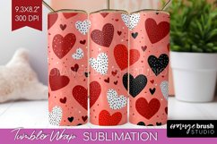 Hearts Tumbler Wrap - Valentines Day Tumbler PNG Sublimation Product Image 1
