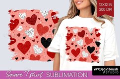 Hearts Square Tshirt Background - Valentines Day PNG Product Image 1
