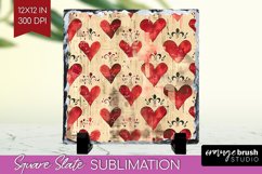 Hearts Slate PNG - Valentines Day Square Slate Sublimation Product Image 1