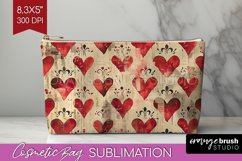 Hearts Cosmetic Bag - Valentines Day Makeup Bag PNG Product Image 1